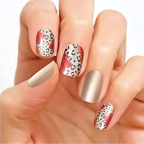 *Retired* Color Street: Catitude Problem | Gold Leopard Print Rosettes Red - Picture 8 of 10